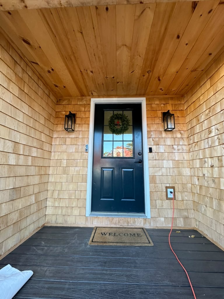 Cedar Shake Porch & Architectural Wood Staining Before