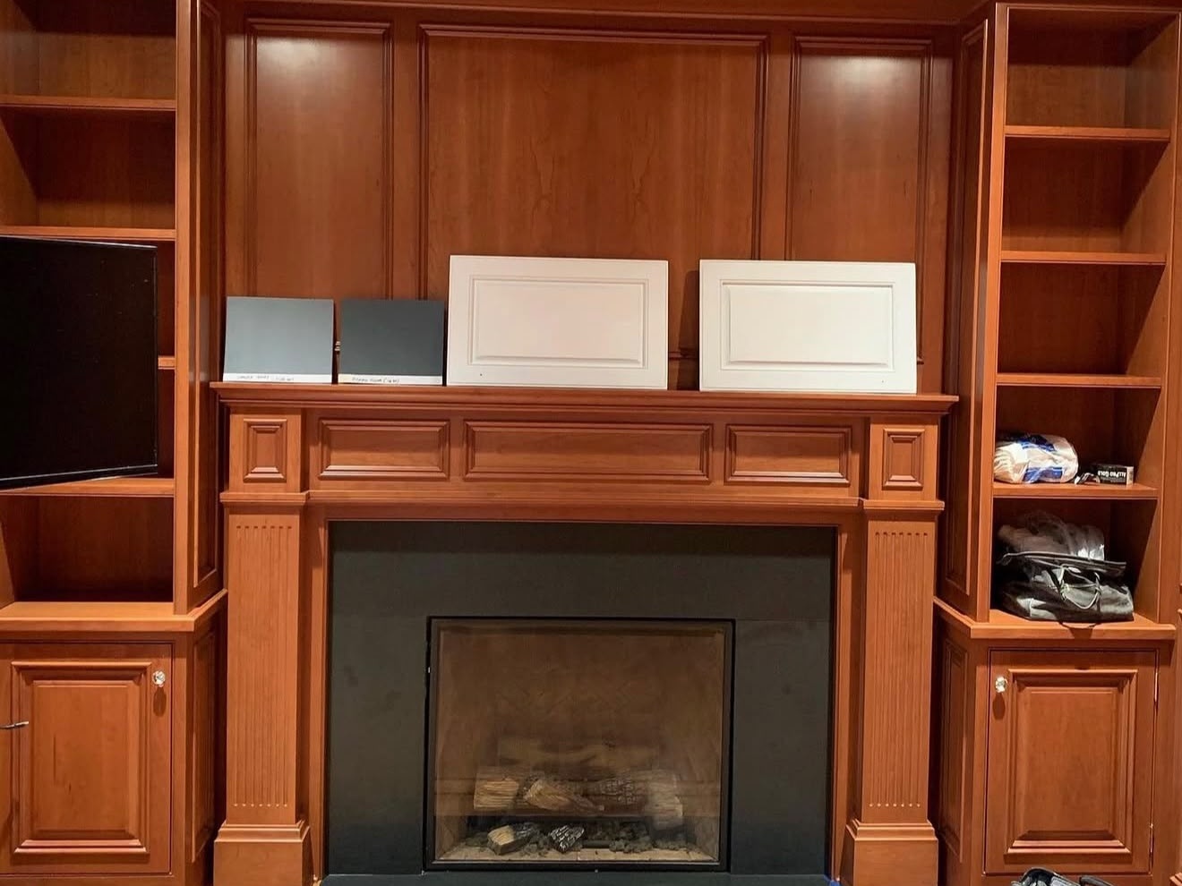 Custom Fireplace & Built-in Library Before